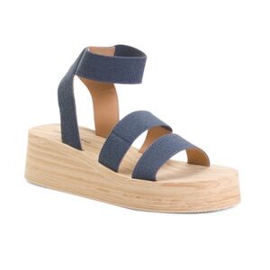 Lucky Brand Samella Platform Wedge Sandals Blue Jean Color Straps Women’s Size 8